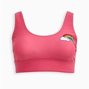 Torrid pink rainbow padded wireless sporty swim top 2X